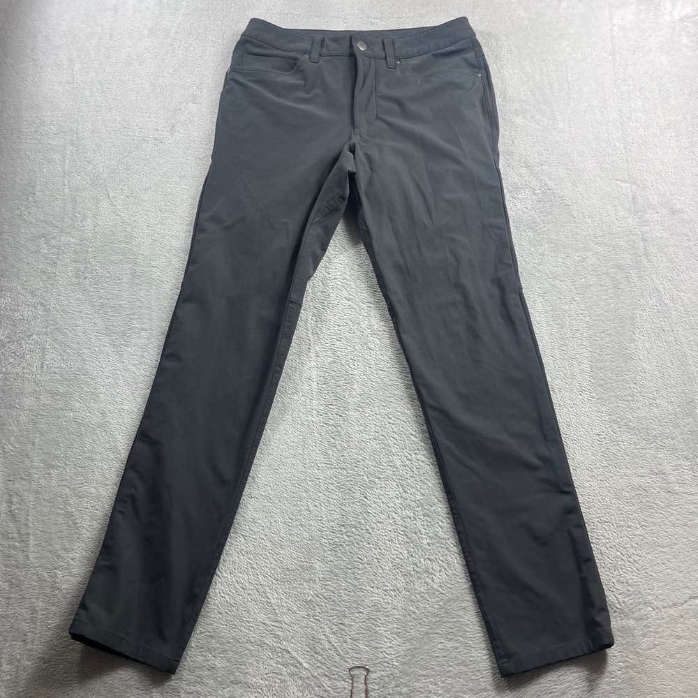Lululemon Commission Pant Slim Mens 28 Charcoal Grey 5 Pocket Technical Trousers